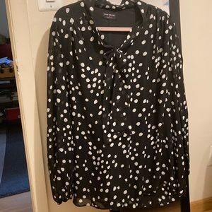 26 Lane Bryant Polka Dot Blouse lined with sheer sleeves elastic cuffs